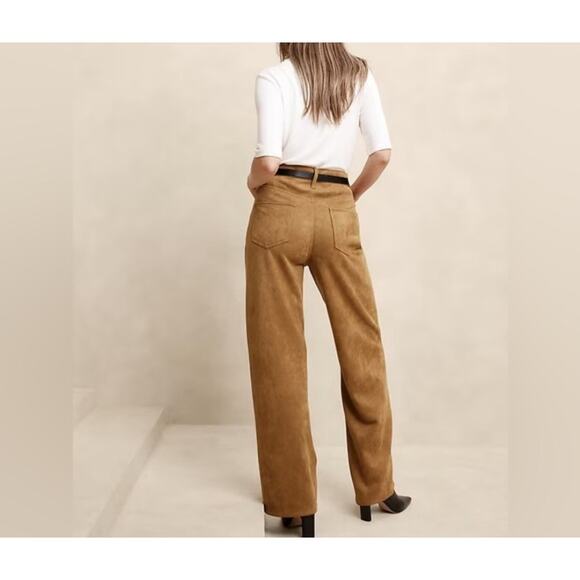 Banana Republic Tan Vegan Suede Wide Leg Pants 30/10 - Picture 2 of 4